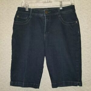 Nine West‎ Womens 10 Jean Shorts Lucie Bermuda Comfort Stretch Dark Wash Denim